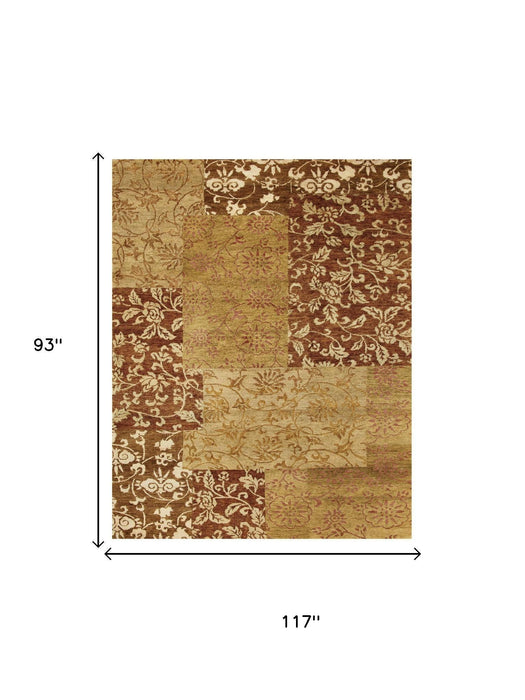 8' X 10' Patchwork Hand Knotted Area Rug (744235) - Gold / Brown