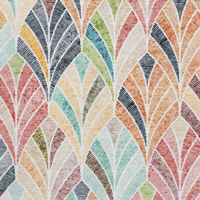 9' X 12' Geometric Washable Area Rug With UV Protection (667616) - Orange / Gold / Blue