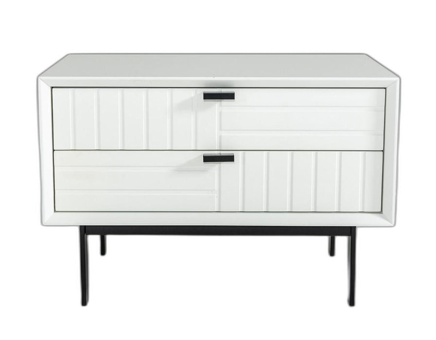 Two Drawer Faux Wood Nightstand - White And Black