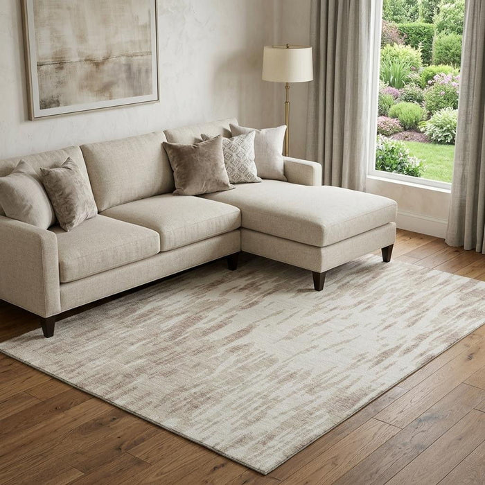 10' X 14' Abstract Washable Area Rug With UV Protection (675174) - Ivory / Beige