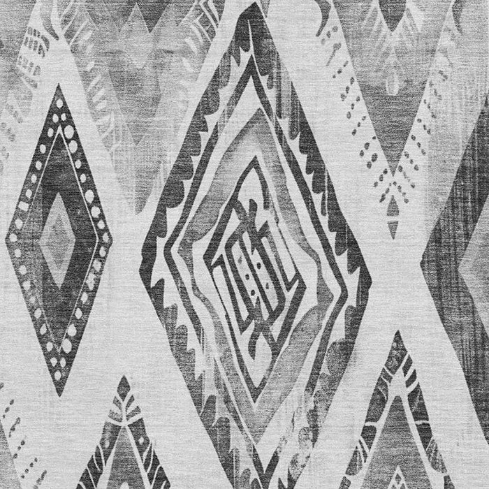 10' X 14' Geometric Washable Area Rug With UV Protection (706127) - Gray / Silver