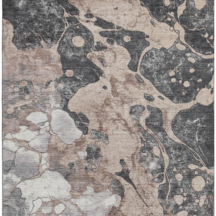10' X 14' Abstract Washable Area Rug With UV Protection (707785) - Coffee / Gray / Ivory