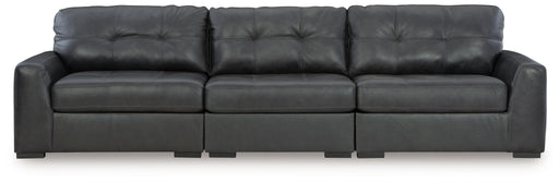 Signature Design by Ashley Brindley Pier 3-Piece Sectional Sofa in fog, stationary living room furniture with plush cushions