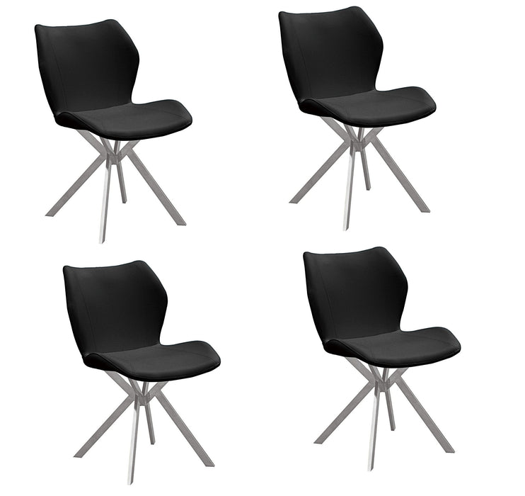 Upholstered Dining Side Chairs (Set of 4) - Black / Silver
