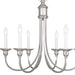 HomeRoots 23-inch metal chandelier with six shades, dimmable nickel finish, modern design, ideal for contemporary lighting.