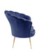 Giga Angelina scalloped back barrel accent chair with metal legs, beige upholstery and stylish design.