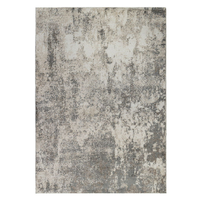 9' x 12' Abstract Power Loom Area Rug - Beige Ivory And Gray