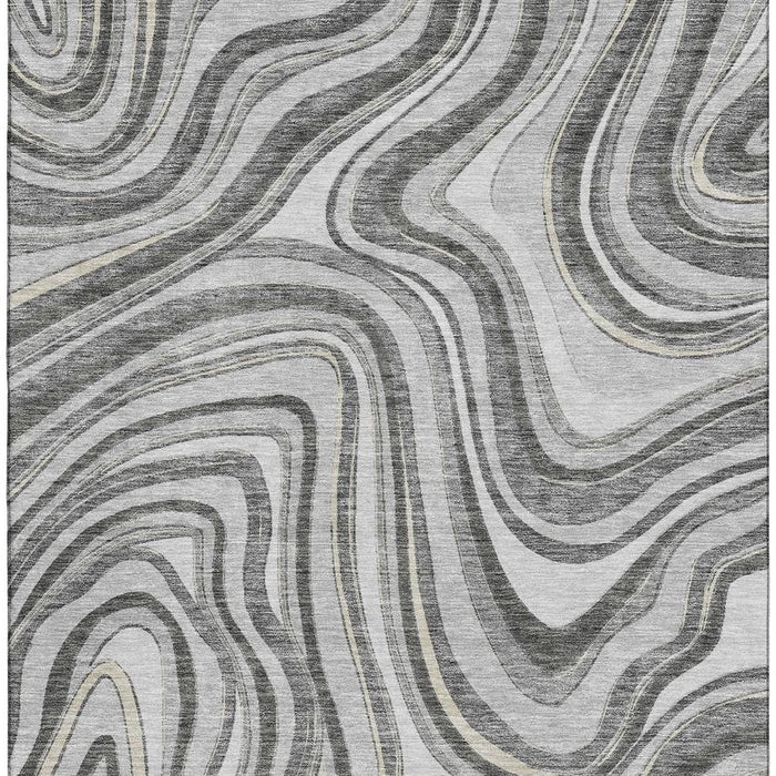 10' X 14' Marble Washable Area Rug With UV Protection - Gray And Ivory