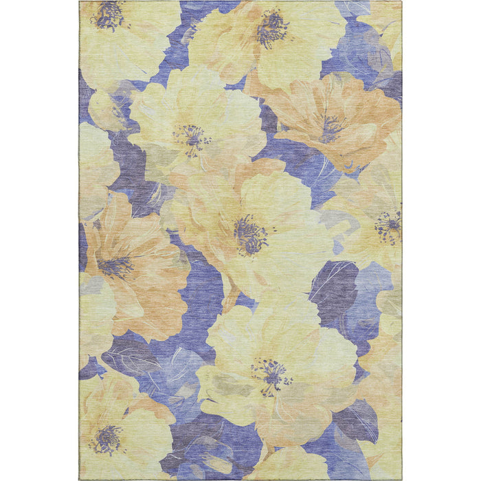 10' X 14' Floral Washable Area Rug With UV Protection (694352) - Wheat / Lavender