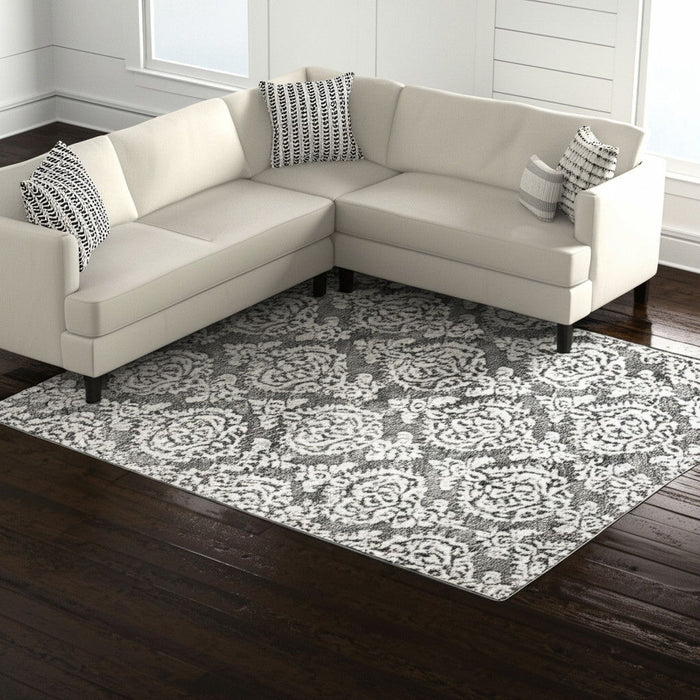 12' X 15' Floral Hand Tufted Area Rug - Gray