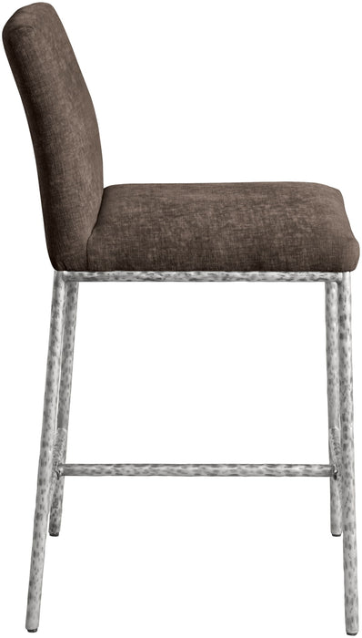 Reeves - Chenille Fabric Upholstered Counter Stool (Set of 2) - Silver Base