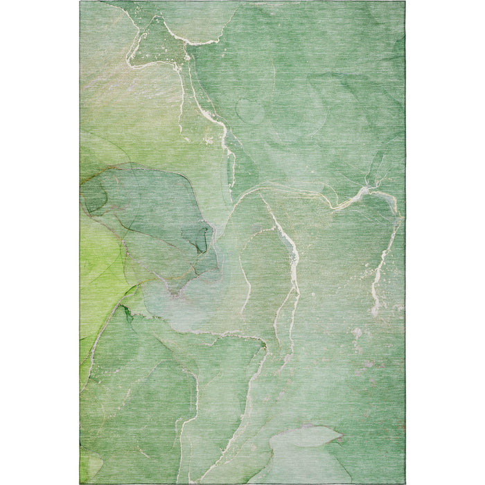 10' X 14' Abstract Washable Area Rug With UV Protection (646984) - Green / Ivory