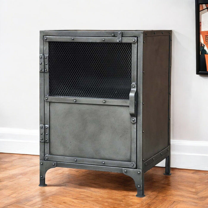 20" Metal Accent Cabinet With Two Shelves - Silver