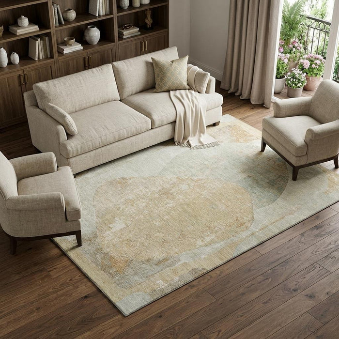 10' X 14' Abstract Washable Area Rug With UV Protection (695564) - Taupe / Beige / Rust