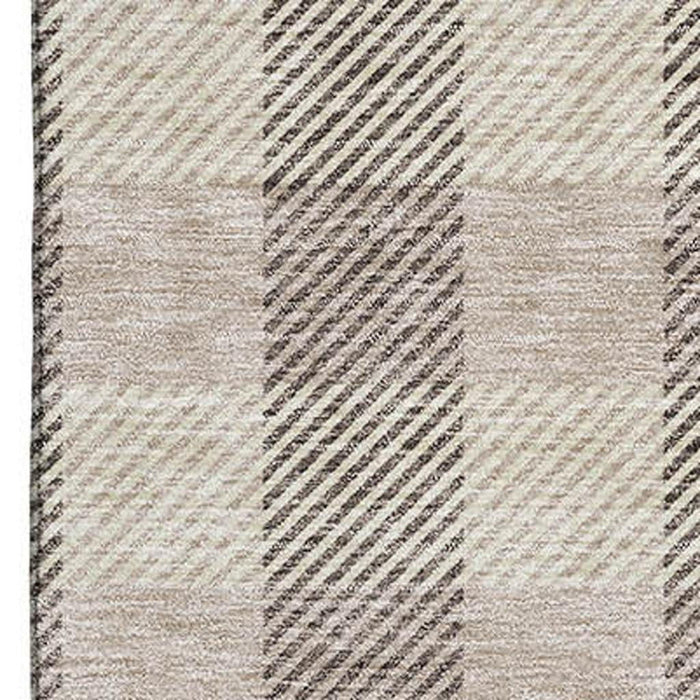 10' X 14' Plaid Washable Area Rug With UV Protection (673441) - Beige / Ivory