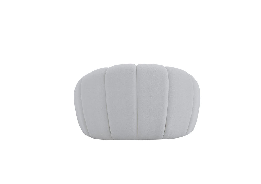 Tufted Boucle Curved Lounge Chair - White
