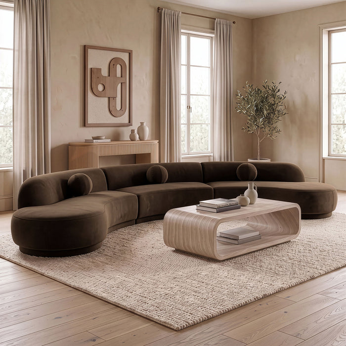 Avra - 177.5" Velvet Performance Fabric Upholstered Sectional