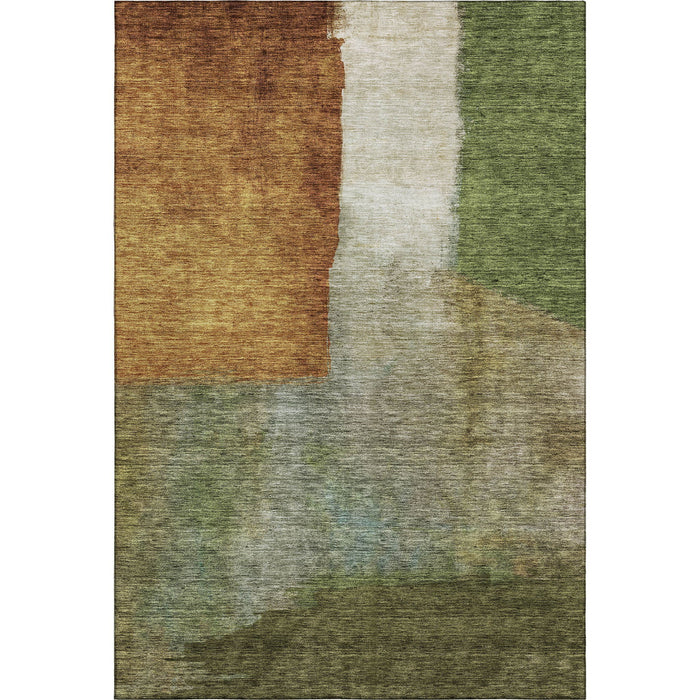 10' X 14' Abstract Washable Area Rug With UV Protection (684286) - Green / Ivory / Brown