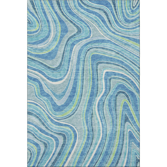 8' X 10' Marble Washable Area Rug With UV Protection - Blue