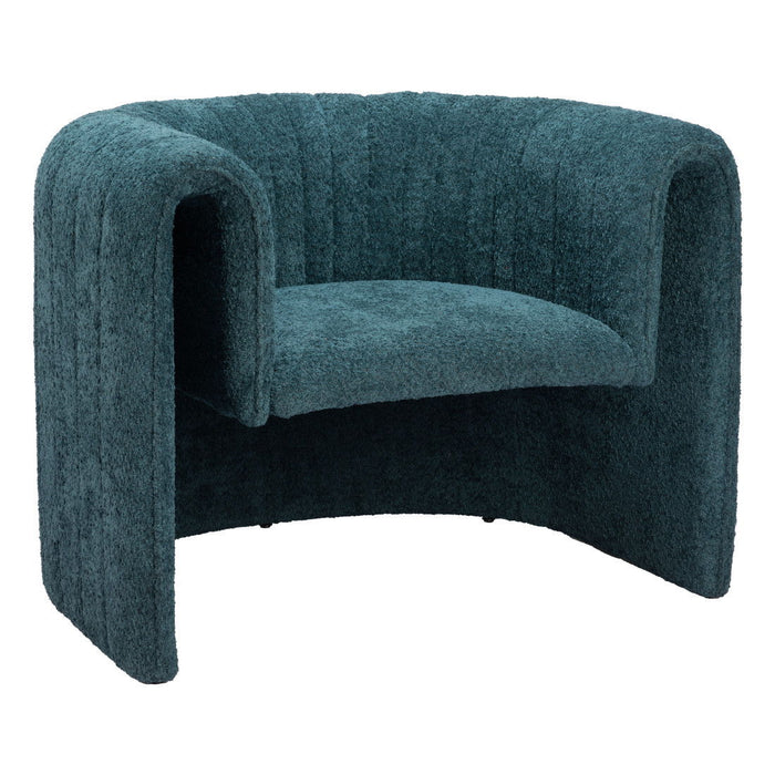 37" Modern marine Sherpa And Upholstered Tufted Arm Chair - Teal Blue
