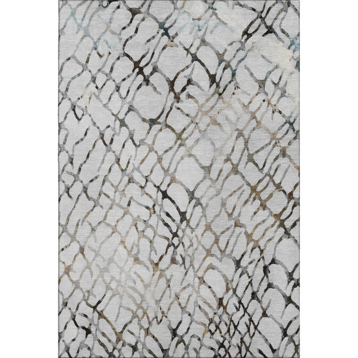 8' X 10' Abstract Washable Area Rug With UV Protection (651128) - Silver / Gray / Brown