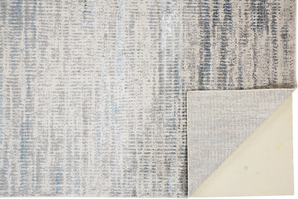 10' x 13' Abstract Stain Resistant Area Rug - Blue Gray And Ivory