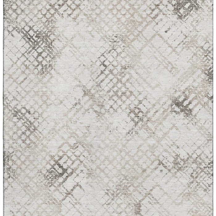 10' X 14' Abstract Geometric Washable Area Rug With UV Protection - Taupe And Ivory