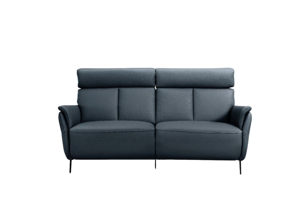 Leather Reclining USB Sofa - Blue