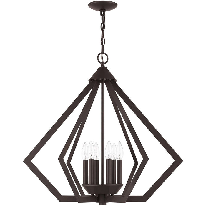 25" Six-Light Dimmable Chandelier With Shades - Bronze