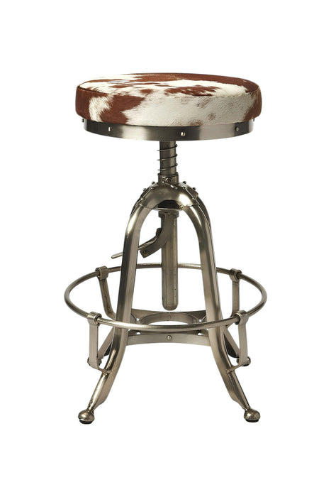 Swivel Backless Bar Chair - Brown / White