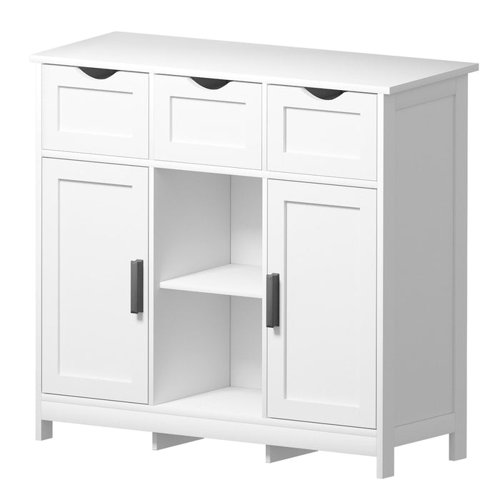 Giga wooden sideboard with drawers and shelves, versatile storage cabinet for living room, bedroom, or bathroom.