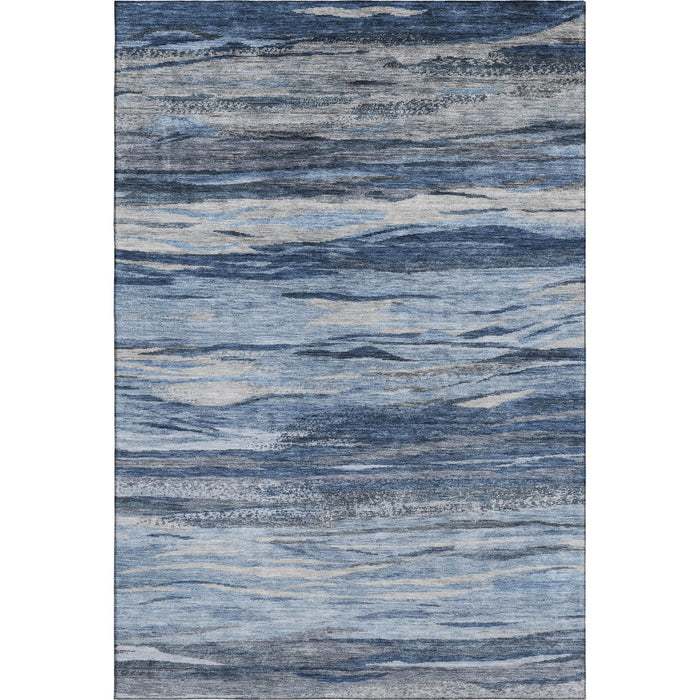 10' X 14' Abstract Washable Area Rug With UV Protection (708523) - Blue / Gray / Silver