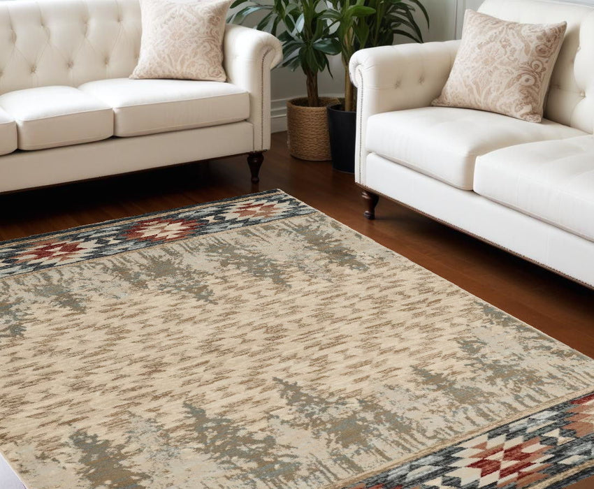 9' x 12' Woodland Lodge Area Rug - Ivory Beige And Gray