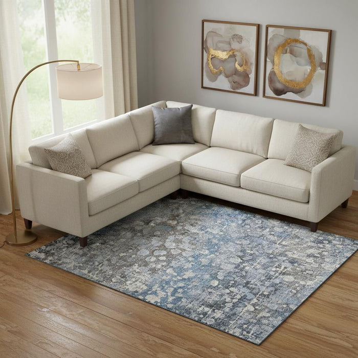 10' X 14' Abstract Washable Area Rug With UV Protection (718334) - Blue / Gray