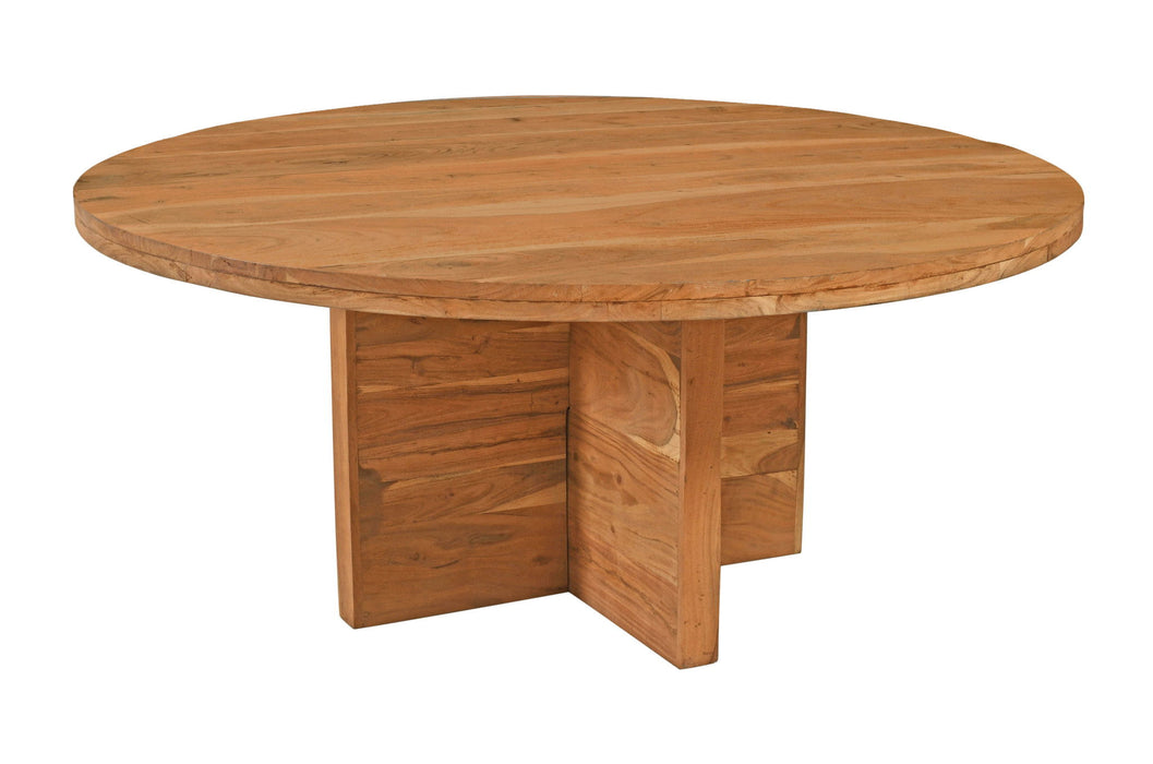 Solid Wood Pedestal Base Round Top Dining Table (488703) - Natural