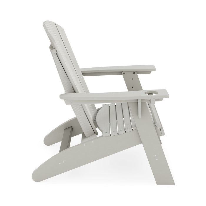 Giga Adirondack arm chair made of durable HDPE poly lumber, perfect for poolside, patio, or garden relaxation.