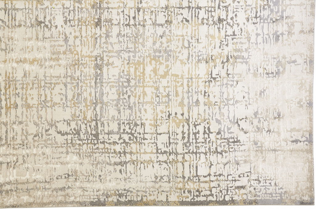 10' x 13' Abstract Stain Resistant Area Rug - Ivory And Gray