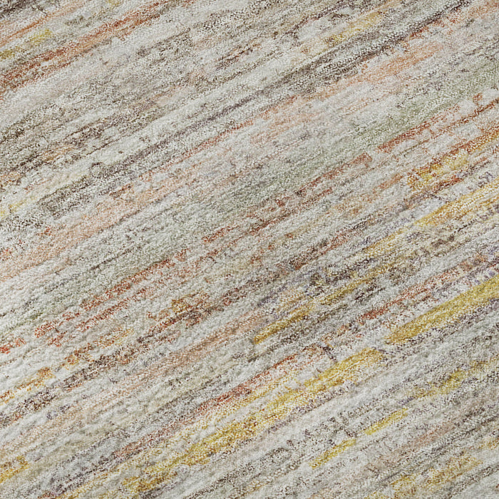 10' X 14' Striped Washable Area Rug With UV Protection (692382) - Terra Cotta / Gold / Peach