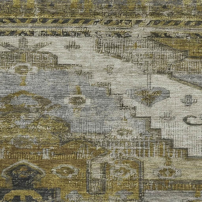 10' X 14' Oriental Washable Area Rug With UV Protection (701027) - Brown / Ivory / Gray