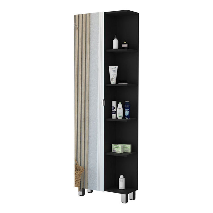 Accent Cabinet With Nine Shelves - Black