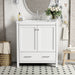 Giga bathroom vanity with single undermount sink, solid wood frame, two doors, a drawer, soft-close hinges, and multifunctional storage