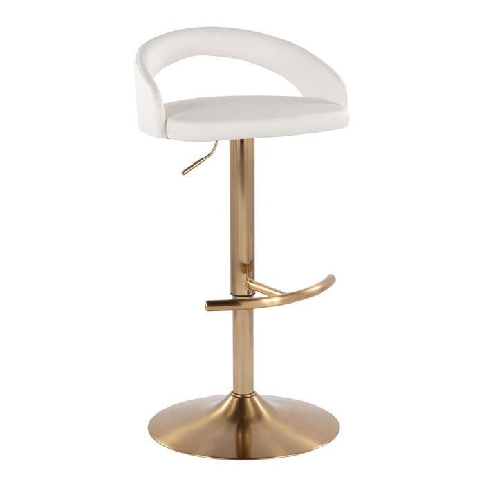 Grotto - Upholstered Adjustable Barstool - Gold Metal Base
