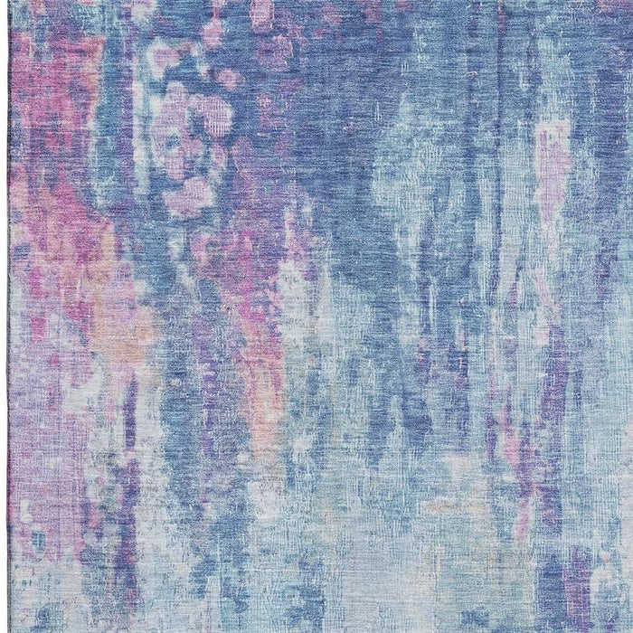 10' X 14' Abstract Washable Area Rug With UV Protection (695696) - Blue / Blush / Ivory