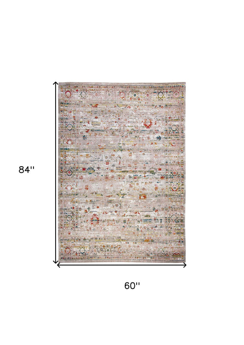 6' x 8' Oriental Non Skid Area Rug - Gray And Brown