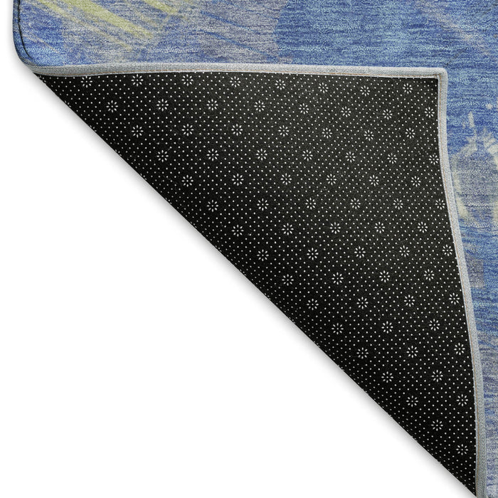 10' X 14' Abstract Washable Area Rug With UV Protection (697908) - Navy Blue / Green / Ivory
