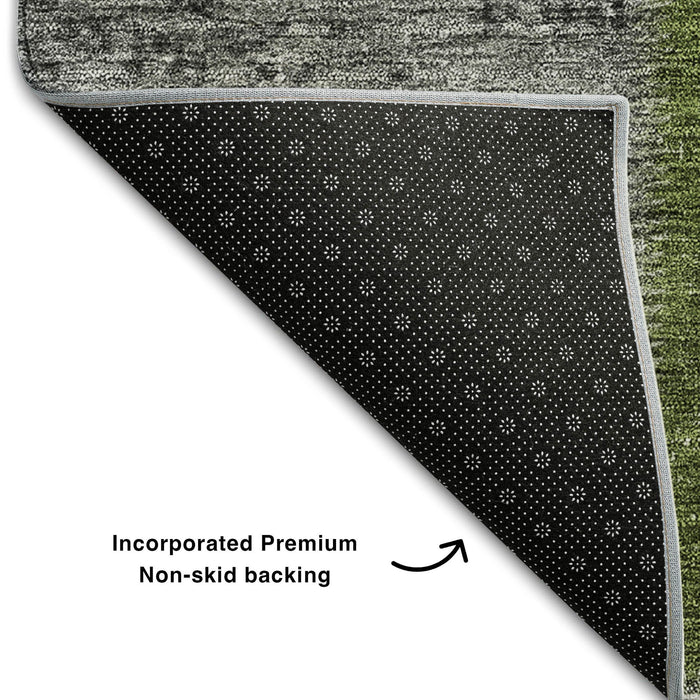 10' X 14' Patchwork Washable Area Rug With UV Protection (655198) - Olive Green / Gray