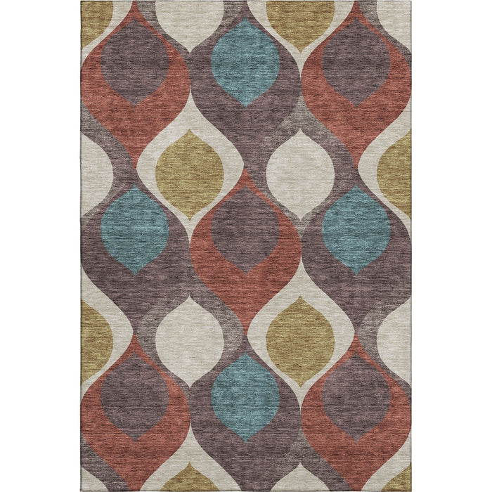 10' X 14' Ogee Washable Area Rug With UV Protection - Brown