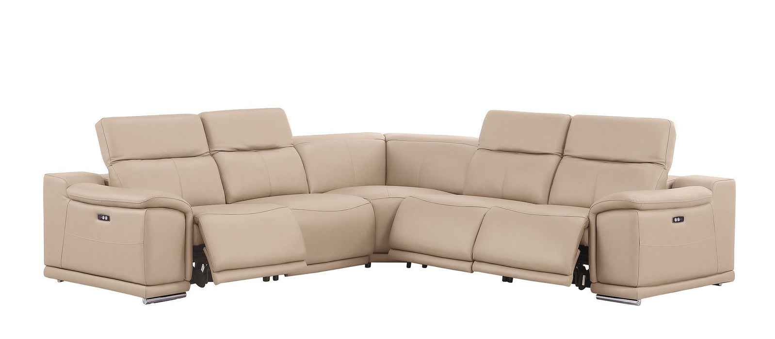 Leather Modular L Shaped Five Piece Corner Sectional - Beige