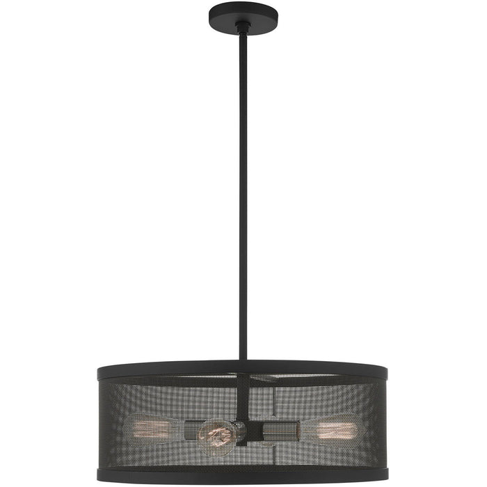 16" Four Light Dimmable Chandelier With Shades - Black