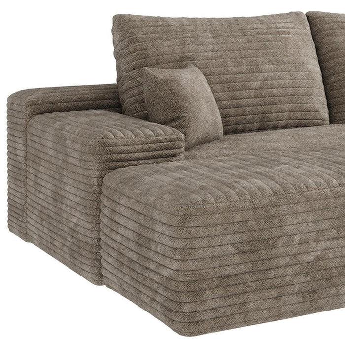 135" 2 Piece Living Room Set Corduroy Modular Compression Foam Sofa With Ottoman Toss Pillows - Camel